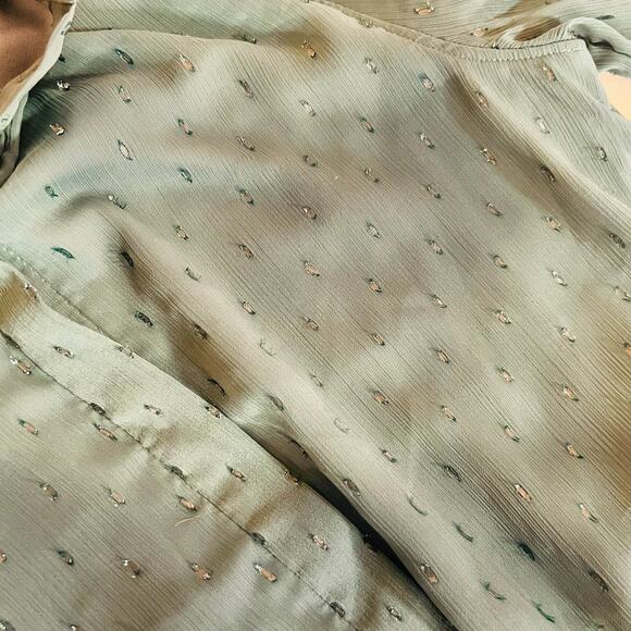 Banana Republic Swiss Dot Long Sleeve Button Up Shirt Dress Size 2 Teal - Picture 3 of 7